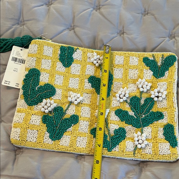 Anthropologie Beaded Clutch with Green and Yellow Design - Picture 6 of 9
